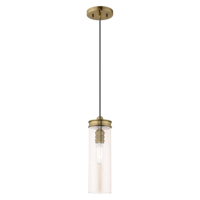 1 Light Antique Brass Single Pendant Pendant Livex