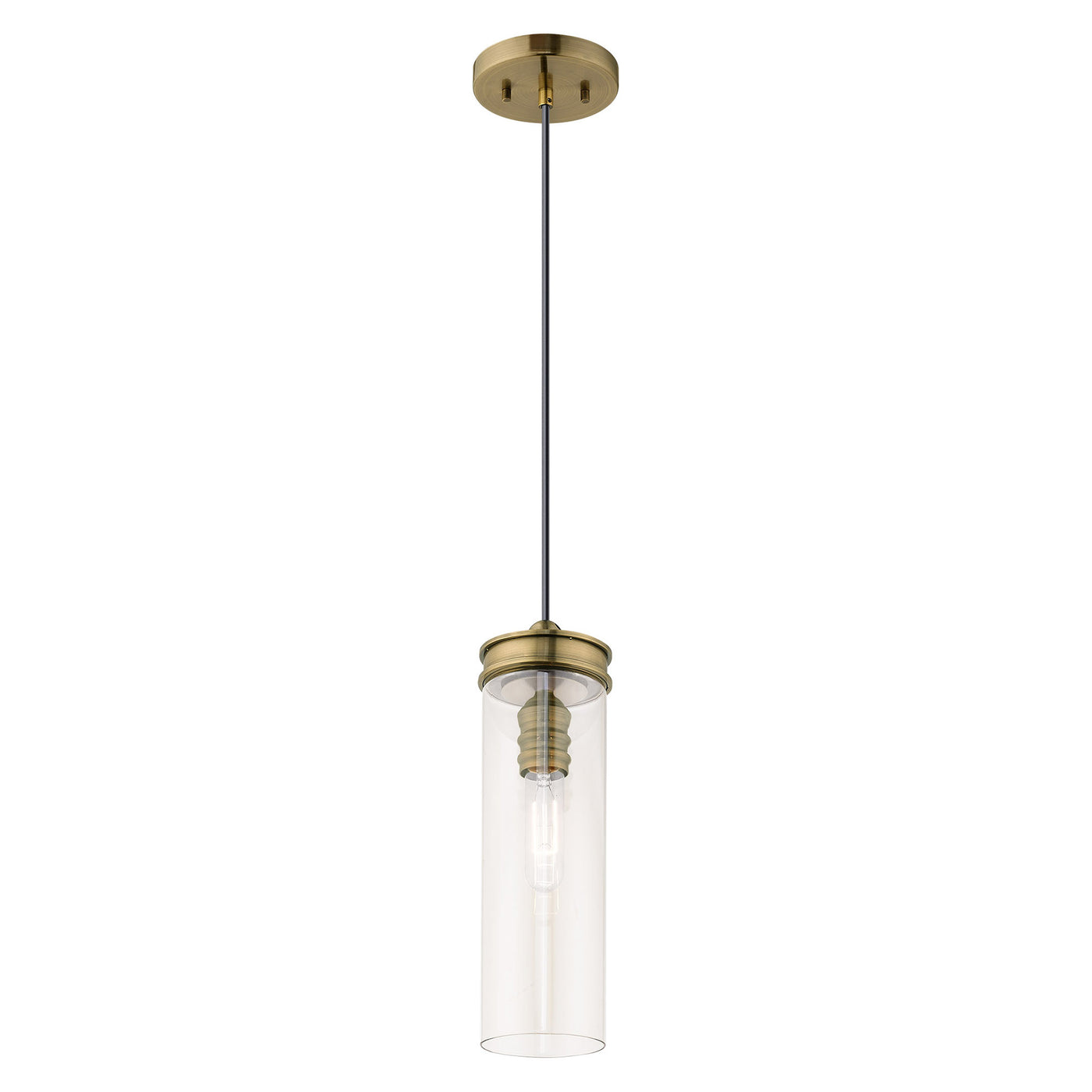 1 Light Antique Brass Single Pendant Pendant Livex