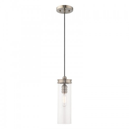 1 Light Brushed Nickel Single Pendant Pendant Livex