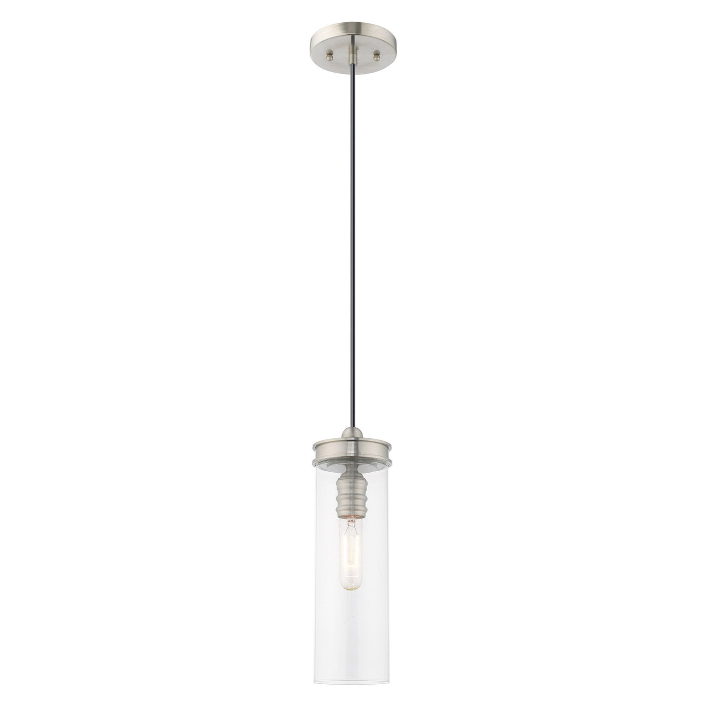 1 Light Brushed Nickel Single Pendant Pendant Livex