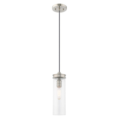 1 Light Brushed Nickel Single Pendant Pendant Livex