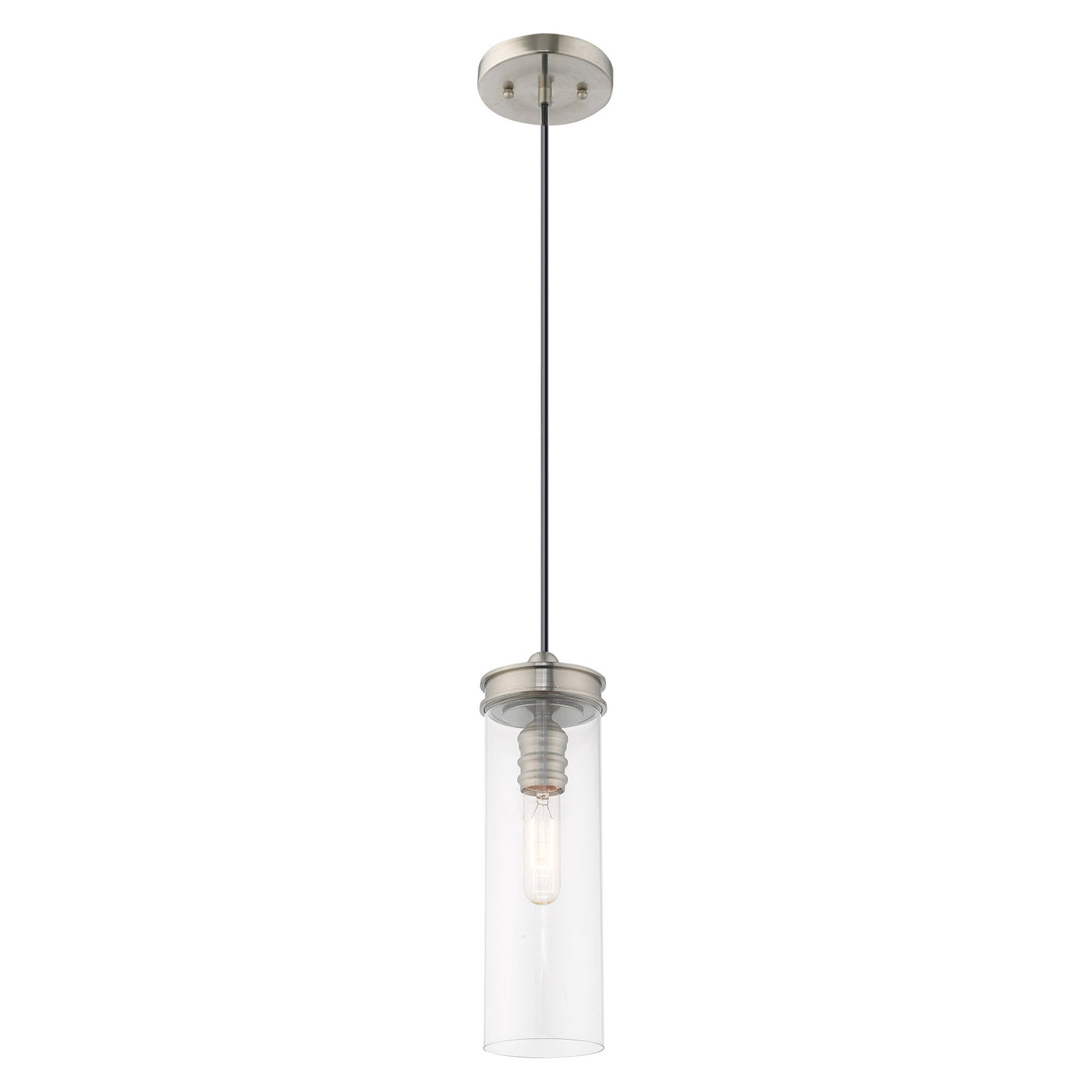 1 Light Brushed Nickel Single Pendant Pendant Livex