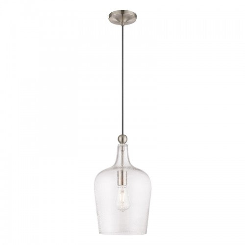 1 Light Brushed Nickel Single Pendant Pendant Livex