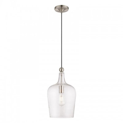 1 Light Brushed Nickel Single Pendant Pendant Livex