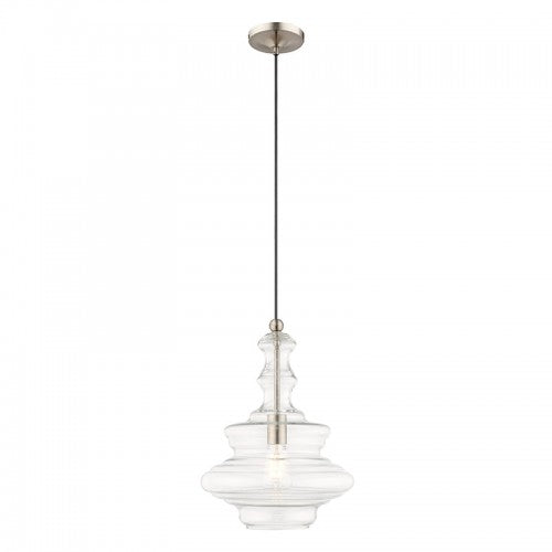 1 Light Brushed Nickel Single Pendant Pendant Livex