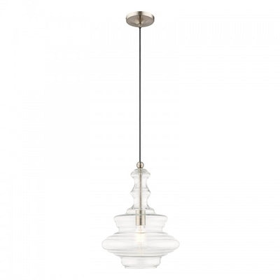 1 Light Brushed Nickel Single Pendant Pendant Livex