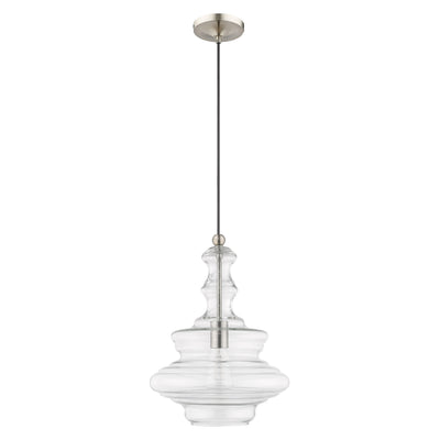 1 Light Brushed Nickel Single Pendant Pendant Livex