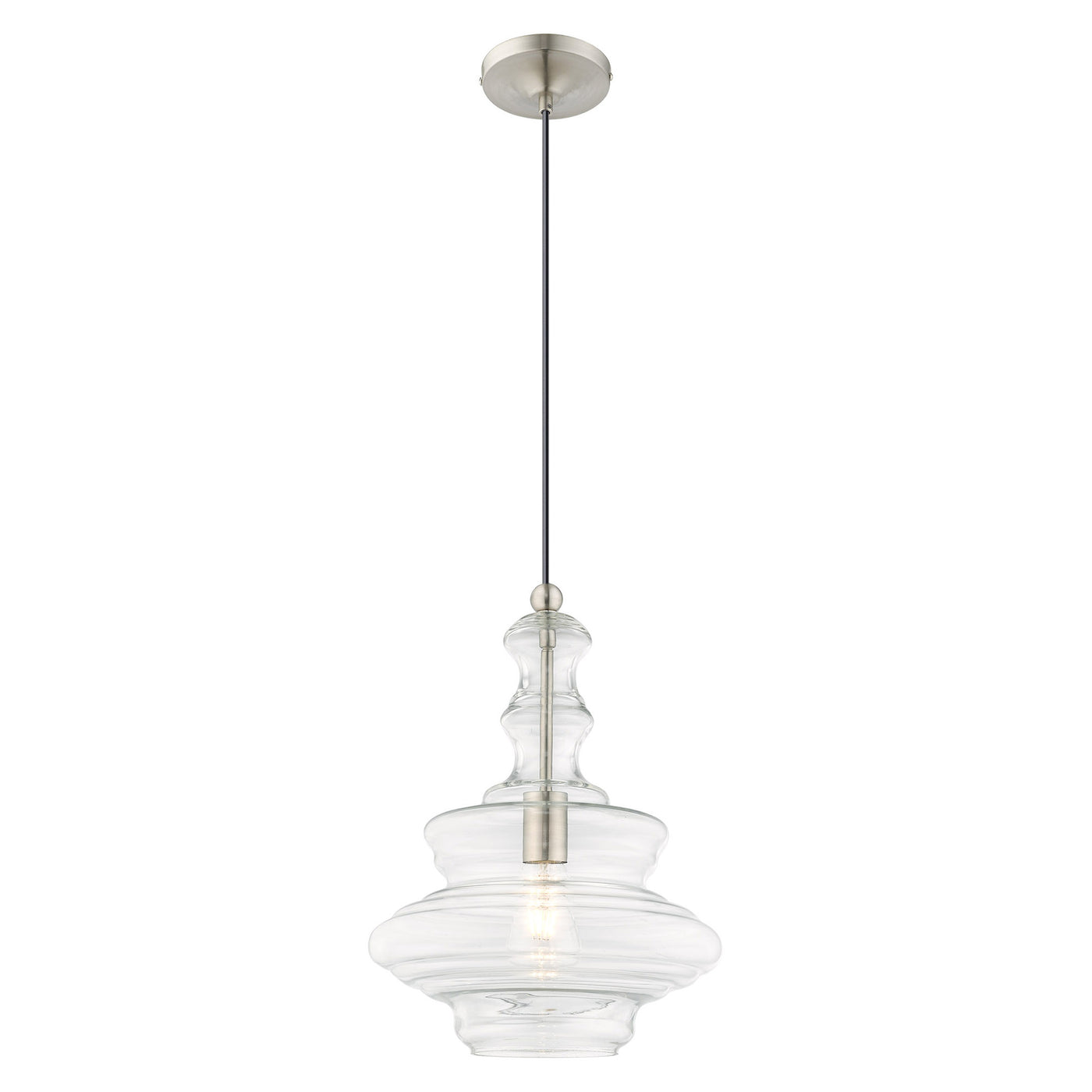 1 Light Brushed Nickel Single Pendant Pendant Livex