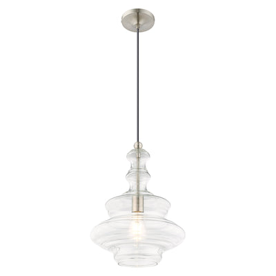 1 Light Brushed Nickel Single Pendant Pendant Livex