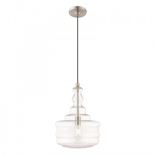 1 Light Brushed Nickel Single Pendant Pendant Livex