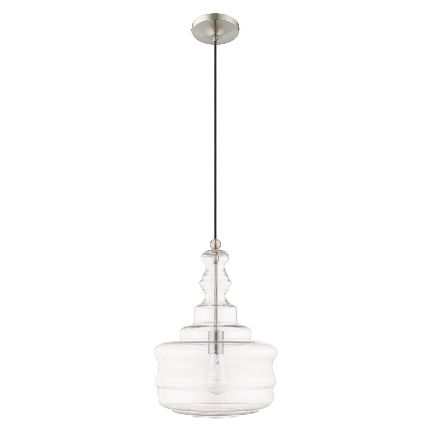 1 Light Brushed Nickel Single Pendant Pendant Livex