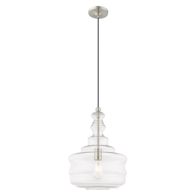 1 Light Brushed Nickel Single Pendant Pendant Livex