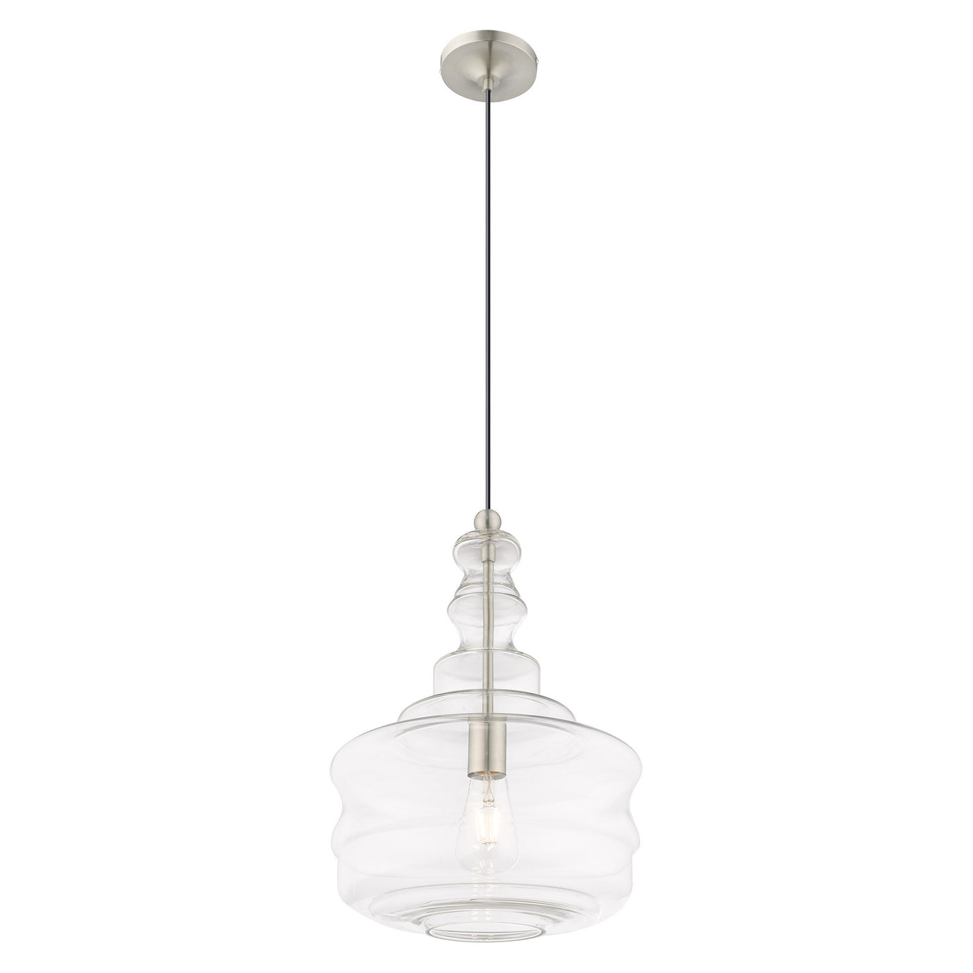 1 Light Brushed Nickel Single Pendant Pendant Livex