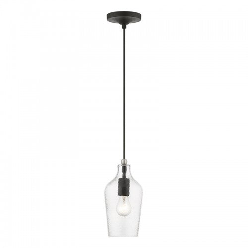 1 Light Black with Brushed Nickel Accent Mini Pendant Pendant Livex