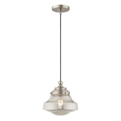 1 Light Brushed Nickel Single Pendant Pendant Livex