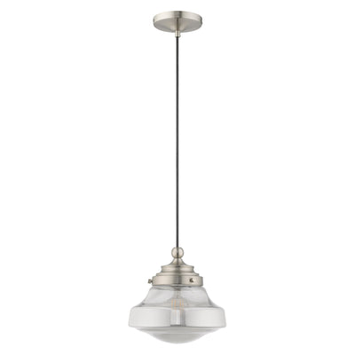 1 Light Brushed Nickel Single Pendant Pendant Livex