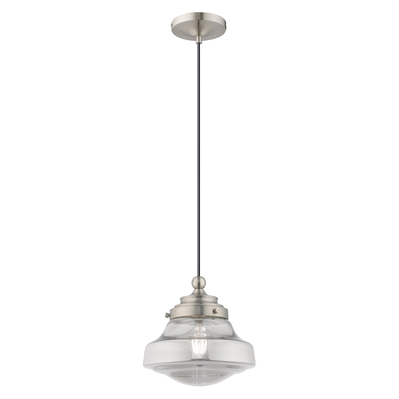 1 Light Brushed Nickel Single Pendant Pendant Livex