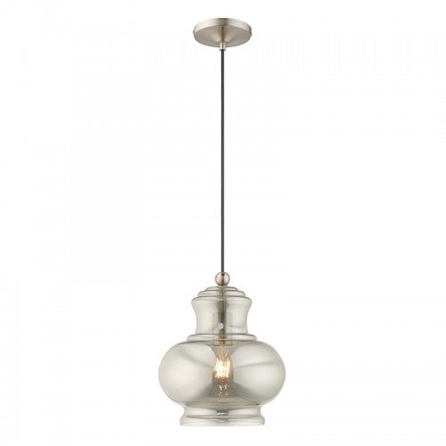 1 Light Brushed Nickel Single Pendant Pendant Livex