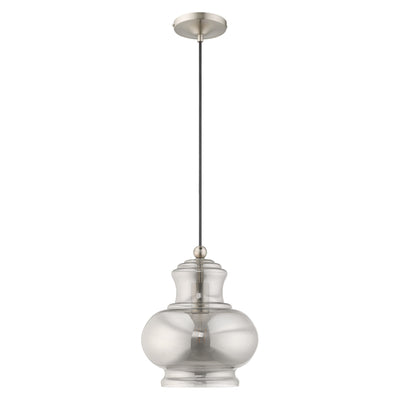 1 Light Brushed Nickel Single Pendant Pendant Livex