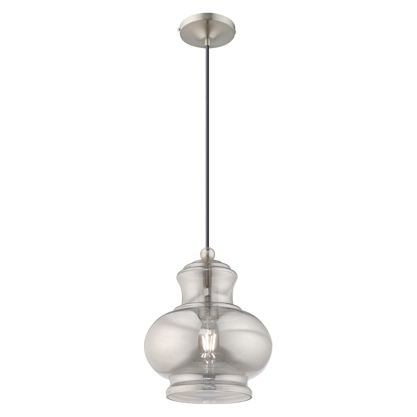 1 Light Brushed Nickel Single Pendant Pendant Livex