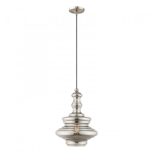 1 Light Brushed Nickel Single Pendant Pendant Livex