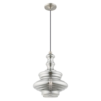 1 Light Brushed Nickel Single Pendant Pendant Livex