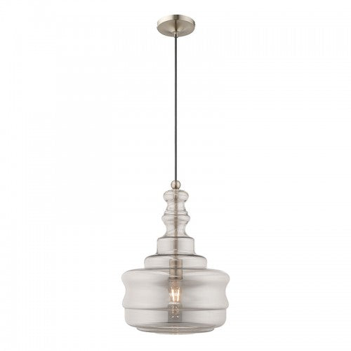 1 Light Brushed Nickel Single Pendant Pendant Livex