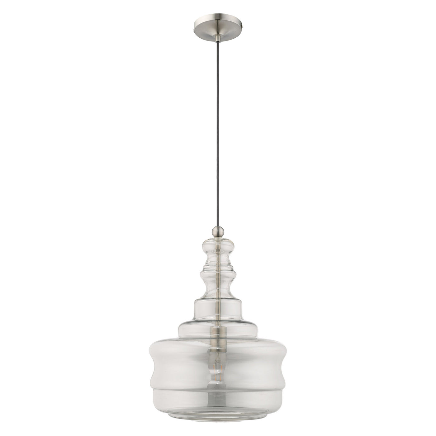 1 Light Brushed Nickel Single Pendant Pendant Livex