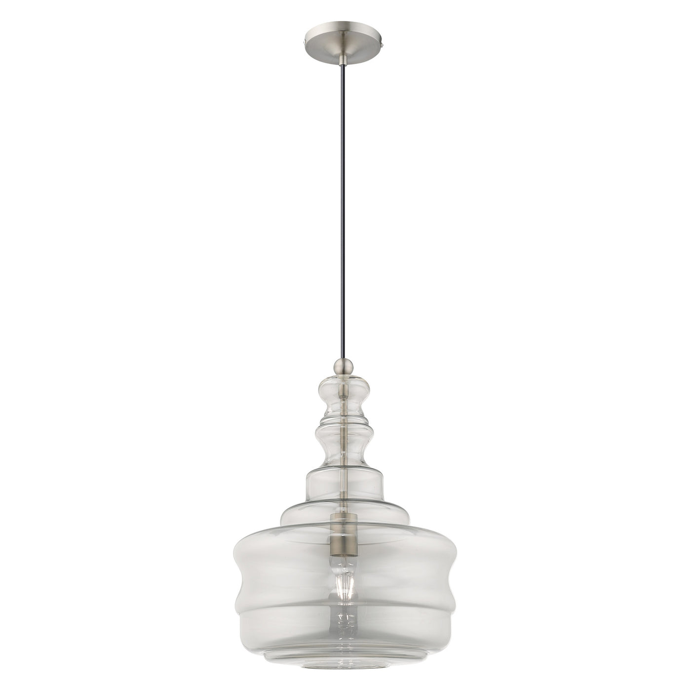 1 Light Brushed Nickel Single Pendant Pendant Livex