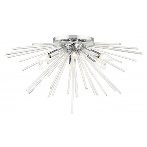 6 Light Polished Chrome Flush Mount Flush Mount Livex