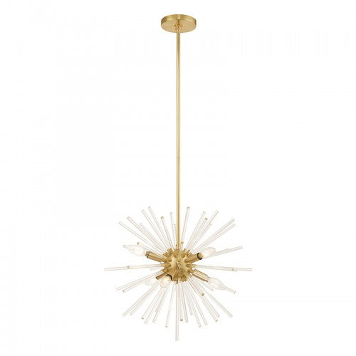 6 Light Satin Brass Pendant Chandelier Chandelier Livex