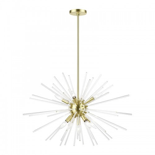 9 Light Satin Brass Large Pendant Chandelier Chandelier Livex