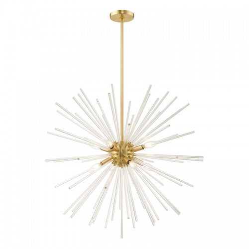 8 Light Satin Brass Pendant Chandelier Chandelier Livex