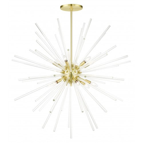 12 Light Satin Brass Foyer Pendant Chandelier Chandelier Livex