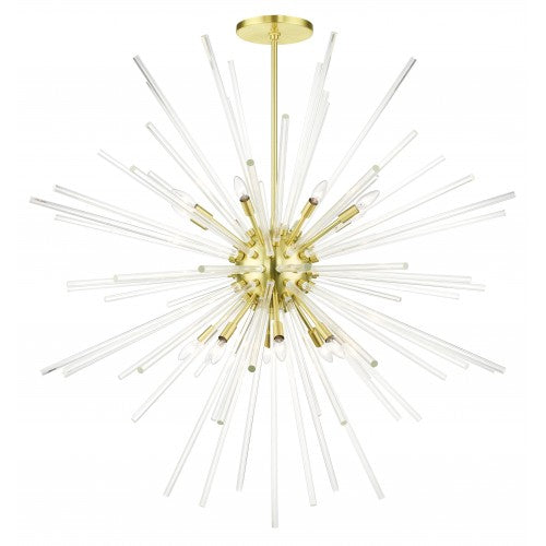 16 Light Satin Brass Foyer Pendant Chandelier Chandelier Livex