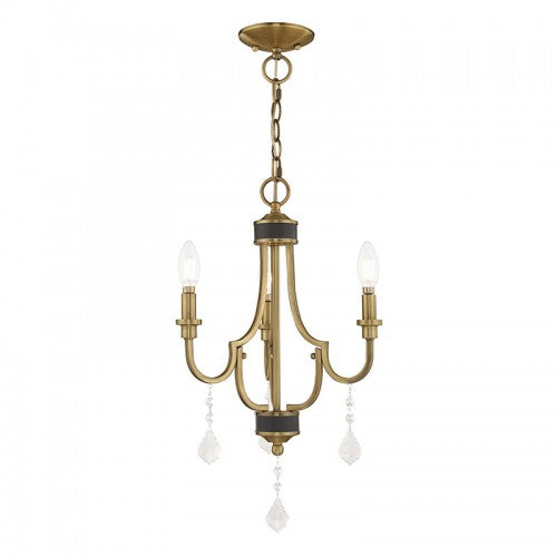 3 Light Antique Brass Chandelier Chandelier Livex