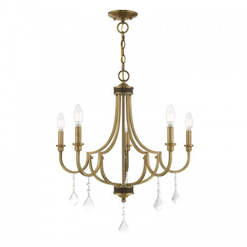 5 Light Antique Brass Chandelier Chandelier Livex