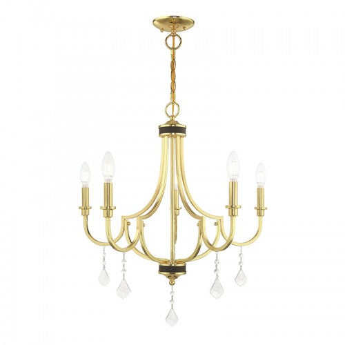 5 Light Polished Brass Chandelier Chandelier Livex