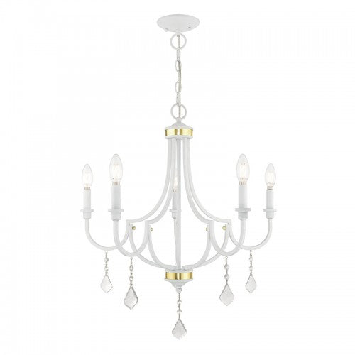 5 Light White Chandelier Chandelier Livex