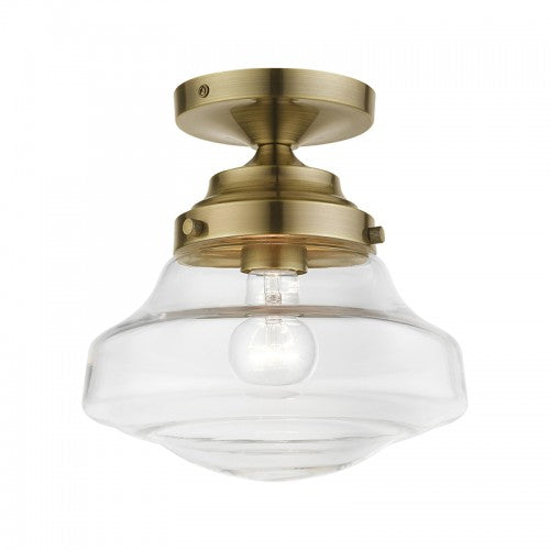 1 Light Antique Brass Semi-Flush Semi Flush Livex