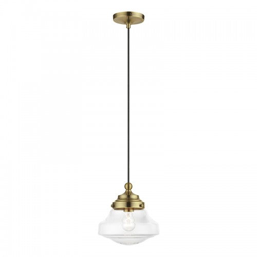 1 Light Antique Brass Mini Pendant Pendant Livex