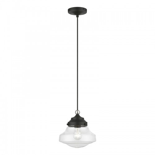 1 Light Black with Brushed Nickel Accent Mini Pendant Pendant Livex