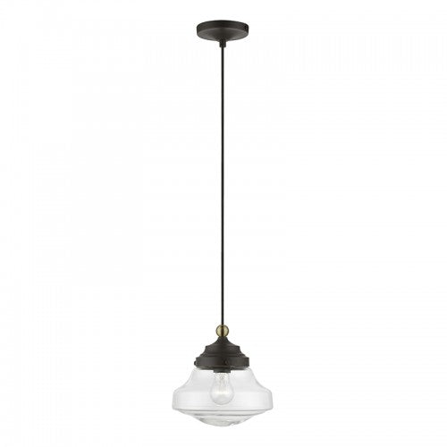 1 Light Bronze with Antique Brass Accent Mini Pendant Pendant Livex