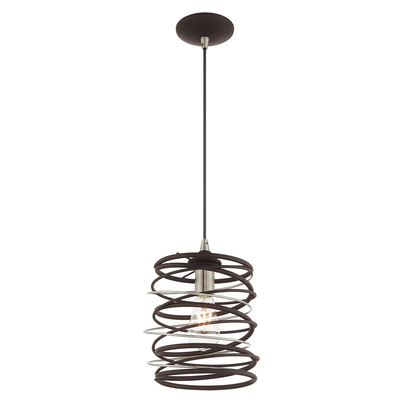 1 Light Bronze Single Pendant Pendant Livex