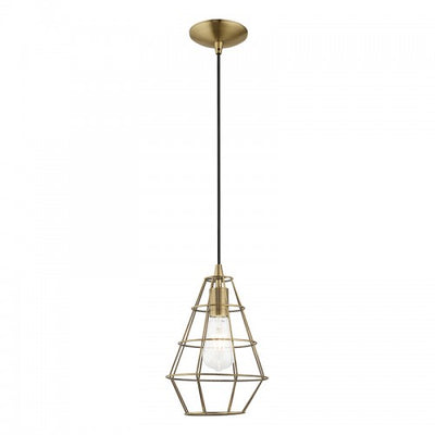 1 Light Antique Brass Single Pendant Pendant Livex