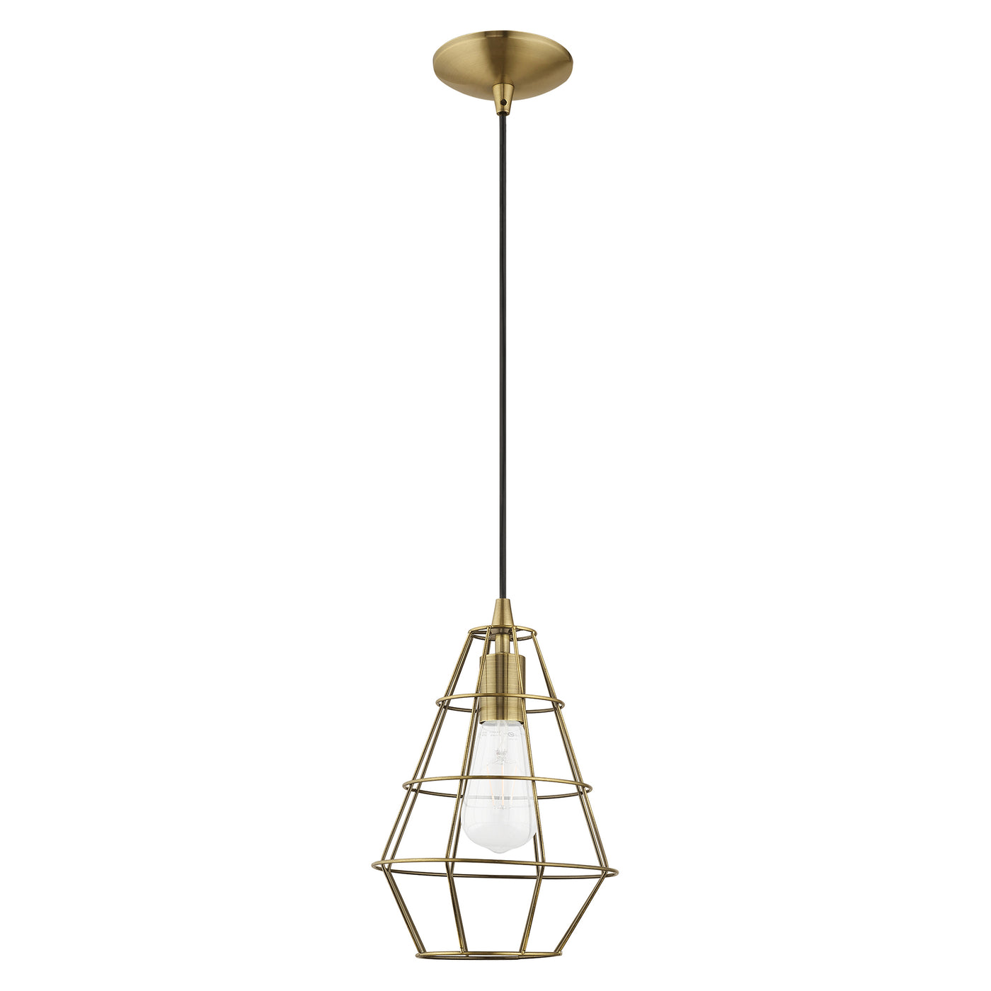 1 Light Antique Brass Single Pendant Pendant Livex