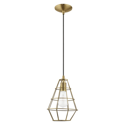 1 Light Antique Brass Single Pendant Pendant Livex