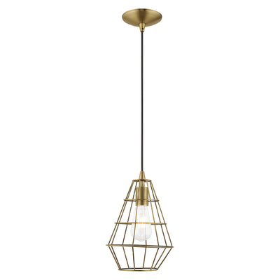 1 Light Antique Brass Single Pendant Pendant Livex