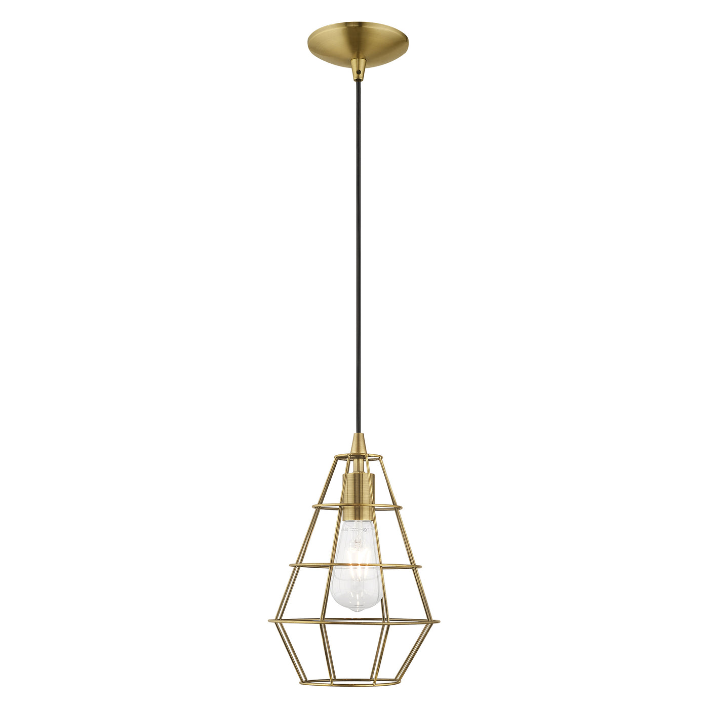 1 Light Antique Brass Single Pendant Pendant Livex