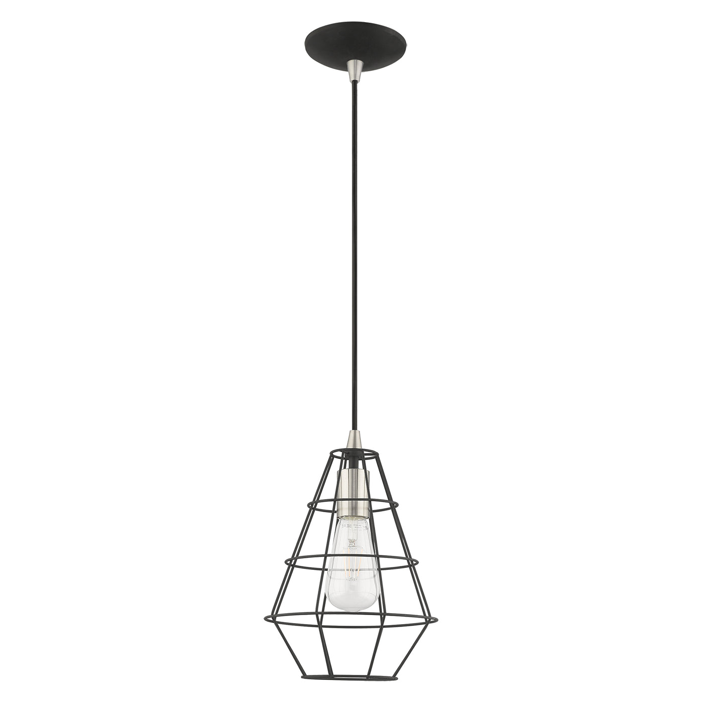 1 Light Black Single Pendant Pendant Livex